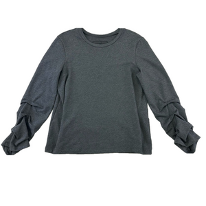 Veronique Miljkovitch charcoall grey jersey folded ruched long sleeve top Large